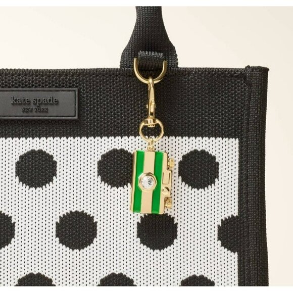 Kate Spade New York X Target Camera Bag Charm Keychain Gold & Green Limited Edit - Picture 3 of 5